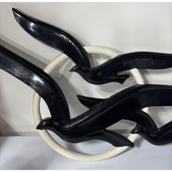 Vtg Syroco Black White Seagull Wall Art Coastal Decor‎ Large 27" Plastic - Picture 2 of 6